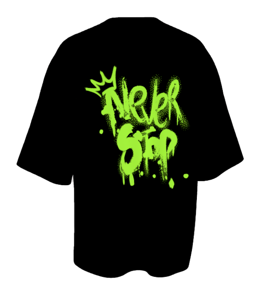 Never Stop Oversized TEE, BLACK