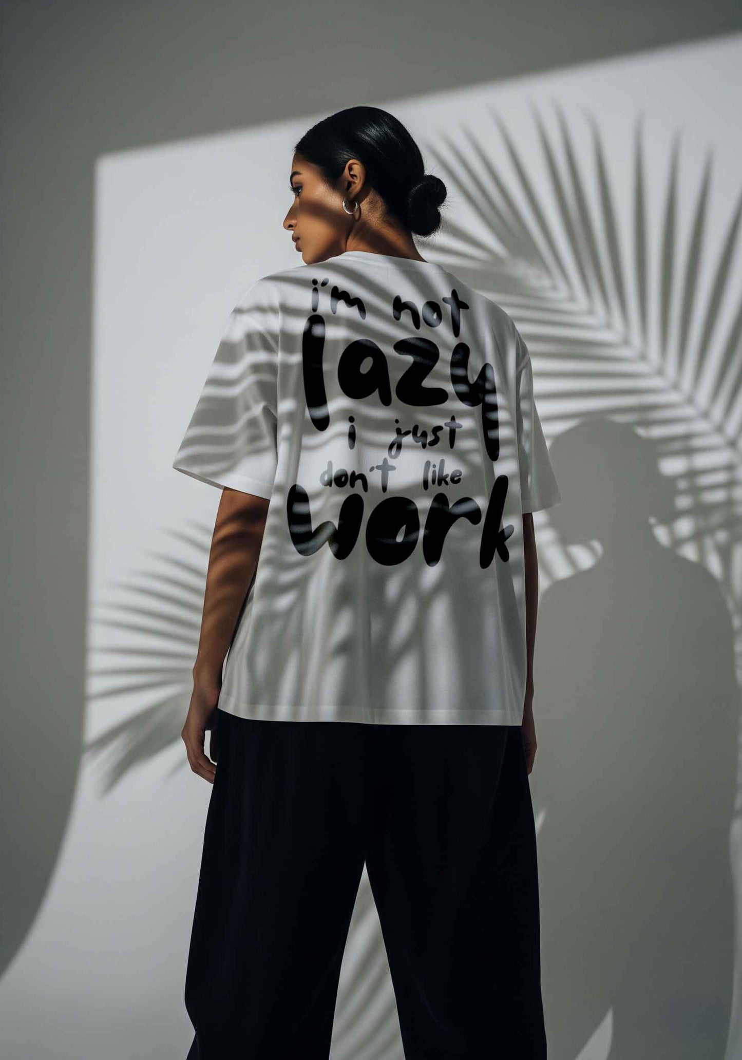 I'm Not Lazy T-shirt Oversized, WHITE